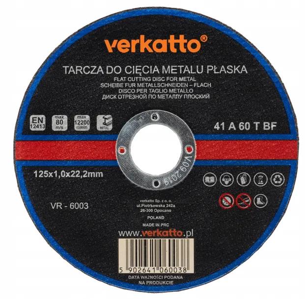 TARCZA DO CIĘCIA METALU PŁASKA 125x1,0MM VR-6003