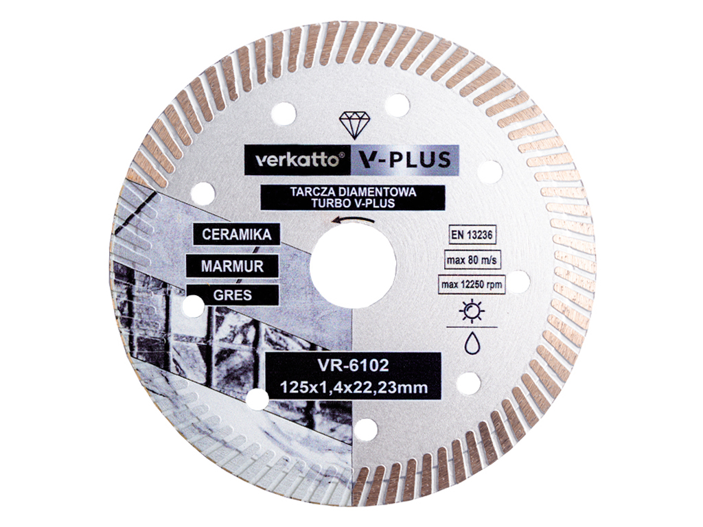 TARCZA DIAMENTOWA V-PLUS 125 TURBO 125x1,4x10,0x22,2MM VR-6102